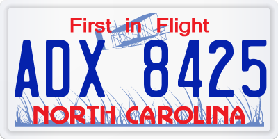 NC license plate ADX8425