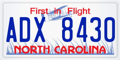 NC license plate ADX8430