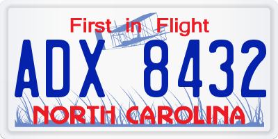 NC license plate ADX8432