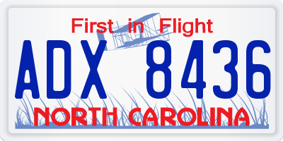 NC license plate ADX8436