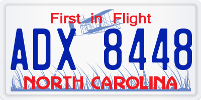 NC license plate ADX8448