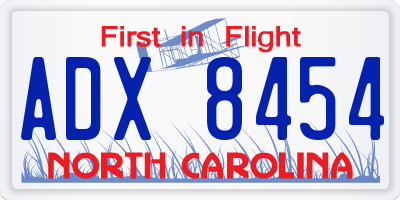 NC license plate ADX8454