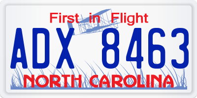 NC license plate ADX8463