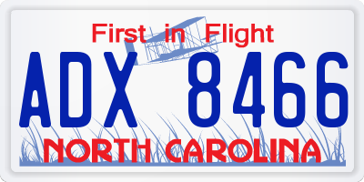 NC license plate ADX8466
