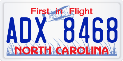 NC license plate ADX8468