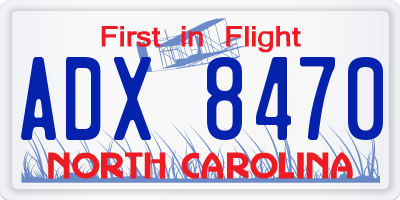 NC license plate ADX8470