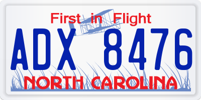 NC license plate ADX8476