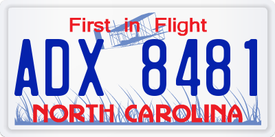 NC license plate ADX8481