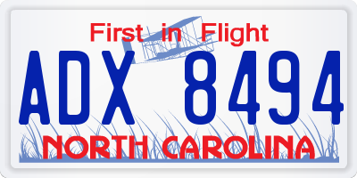 NC license plate ADX8494