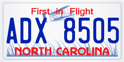 NC license plate ADX8505