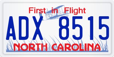 NC license plate ADX8515