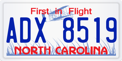 NC license plate ADX8519