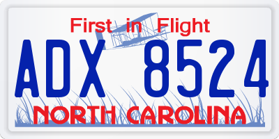 NC license plate ADX8524