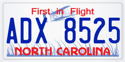 NC license plate ADX8525