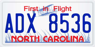 NC license plate ADX8536