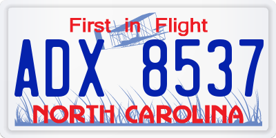 NC license plate ADX8537