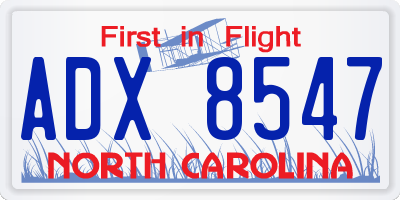 NC license plate ADX8547