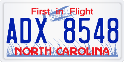 NC license plate ADX8548
