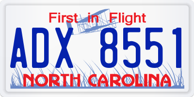 NC license plate ADX8551