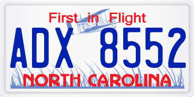 NC license plate ADX8552