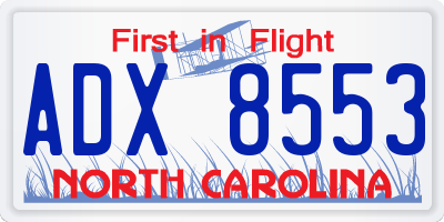 NC license plate ADX8553