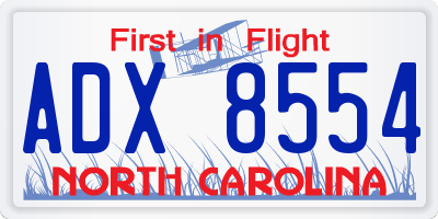 NC license plate ADX8554
