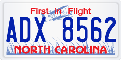 NC license plate ADX8562