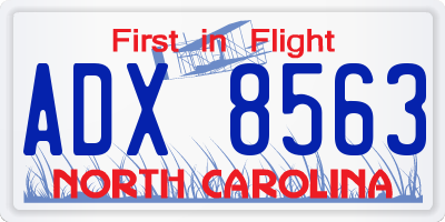 NC license plate ADX8563