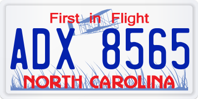 NC license plate ADX8565