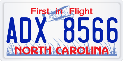 NC license plate ADX8566