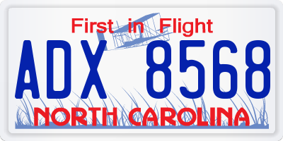 NC license plate ADX8568