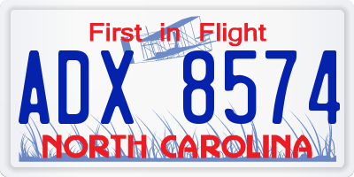 NC license plate ADX8574