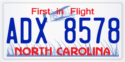 NC license plate ADX8578