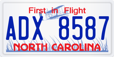 NC license plate ADX8587