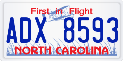 NC license plate ADX8593