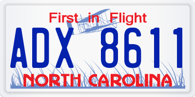 NC license plate ADX8611