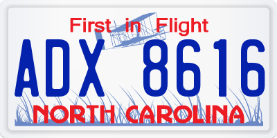 NC license plate ADX8616