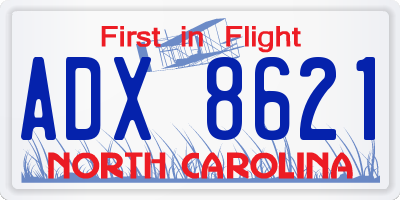 NC license plate ADX8621