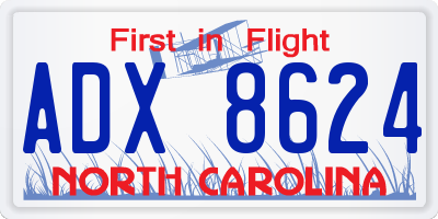 NC license plate ADX8624