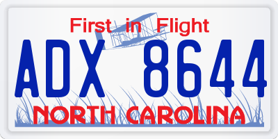 NC license plate ADX8644