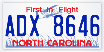 NC license plate ADX8646