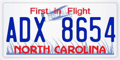 NC license plate ADX8654