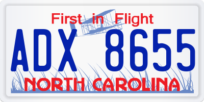 NC license plate ADX8655