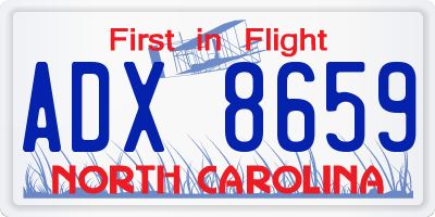 NC license plate ADX8659
