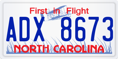 NC license plate ADX8673