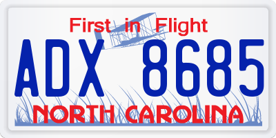 NC license plate ADX8685