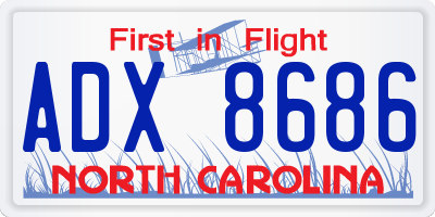 NC license plate ADX8686