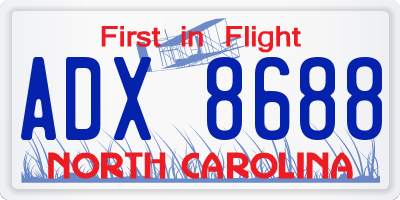 NC license plate ADX8688