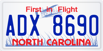 NC license plate ADX8690