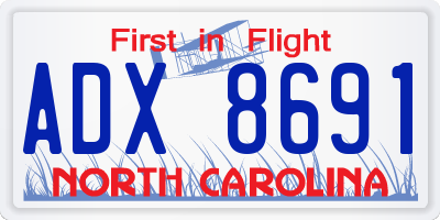 NC license plate ADX8691